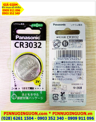 Panasonic CR3032, Pin 3v Lithium Panasonic CR3032 nội địa Nhật-vỉ chữ Nhật chính hãng, Xuất xứ Indonesia